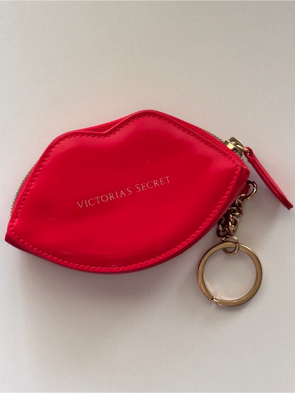 Victoria's Secret Shiny Red Lip Pouch with Gold Logo